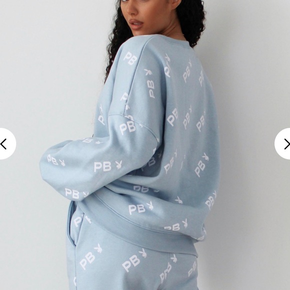 Playboy Blue Repeat Print Sweatshirt - Picture 4 of 5
